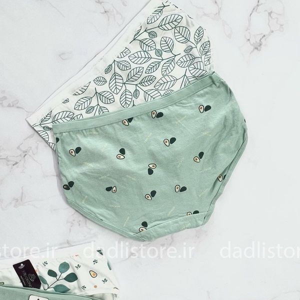 شورت نخ پنبه عروسکی سبز طرح آووکادو