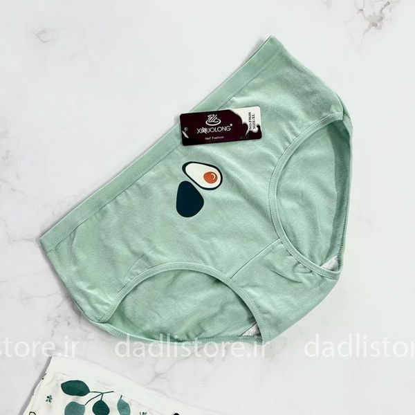 شورت نخ پنبه عروسکی سبز طرح آووکادو
