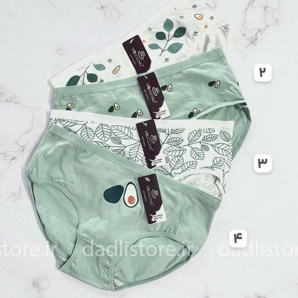 شورت نخ پنبه عروسکی سبز طرح آووکادو
