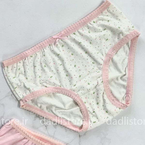 شورت نخ پنبه پاپیون دار قواره دخترانه سفید صورتی