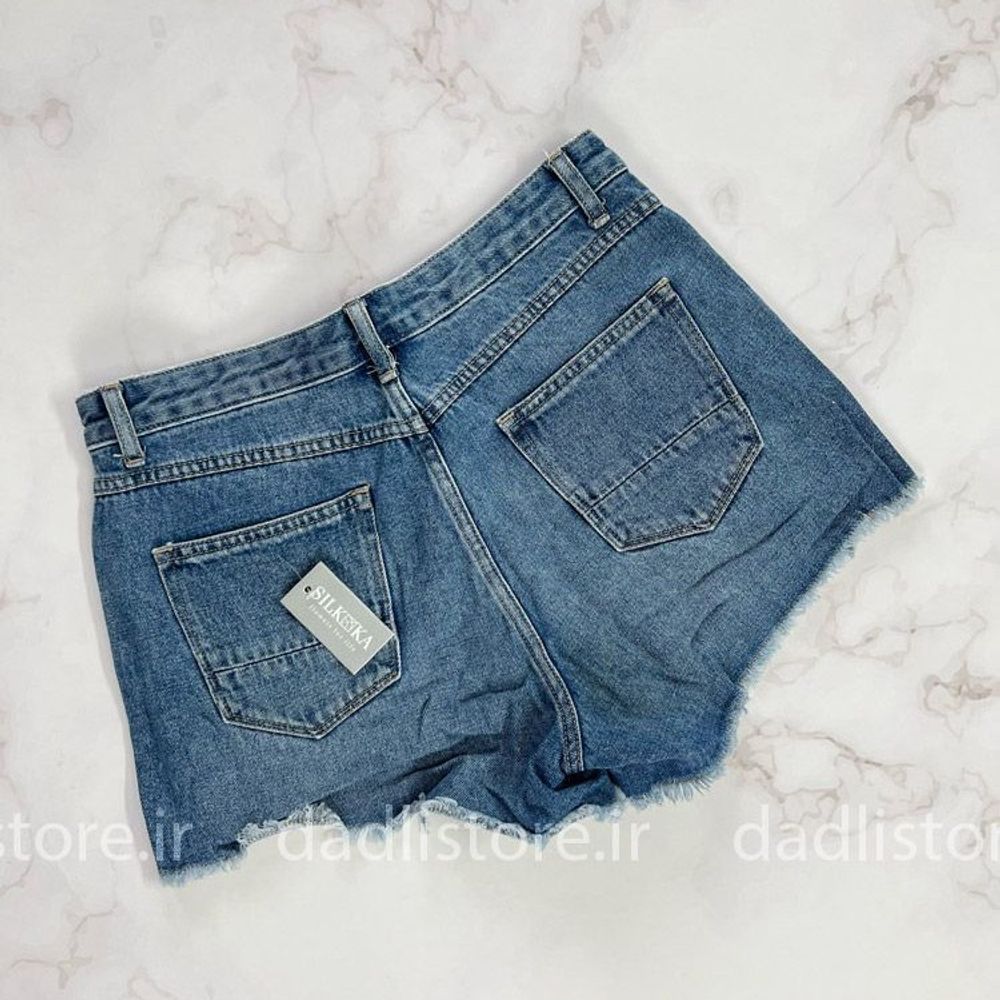 فروش اینترنتی شورتک کوتاه جین پاچه زاپ دار