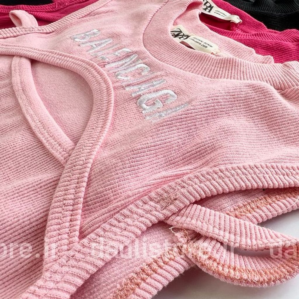 فروش اینترنتی کراپ تاپ کبریتی سینه نما آستین حلقه Balenciaga