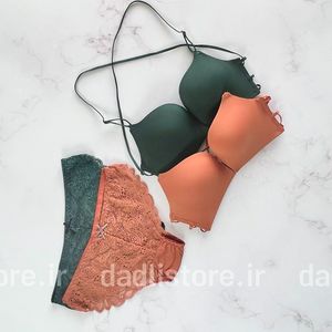 خرید اینترنتی ست شورت و سوتین اسفنجی مانکنی پشت باز هارنس دار