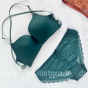 خرید اینترنتی ست شورت و سوتین اسفنجی مانکنی پشت باز هارنس دار