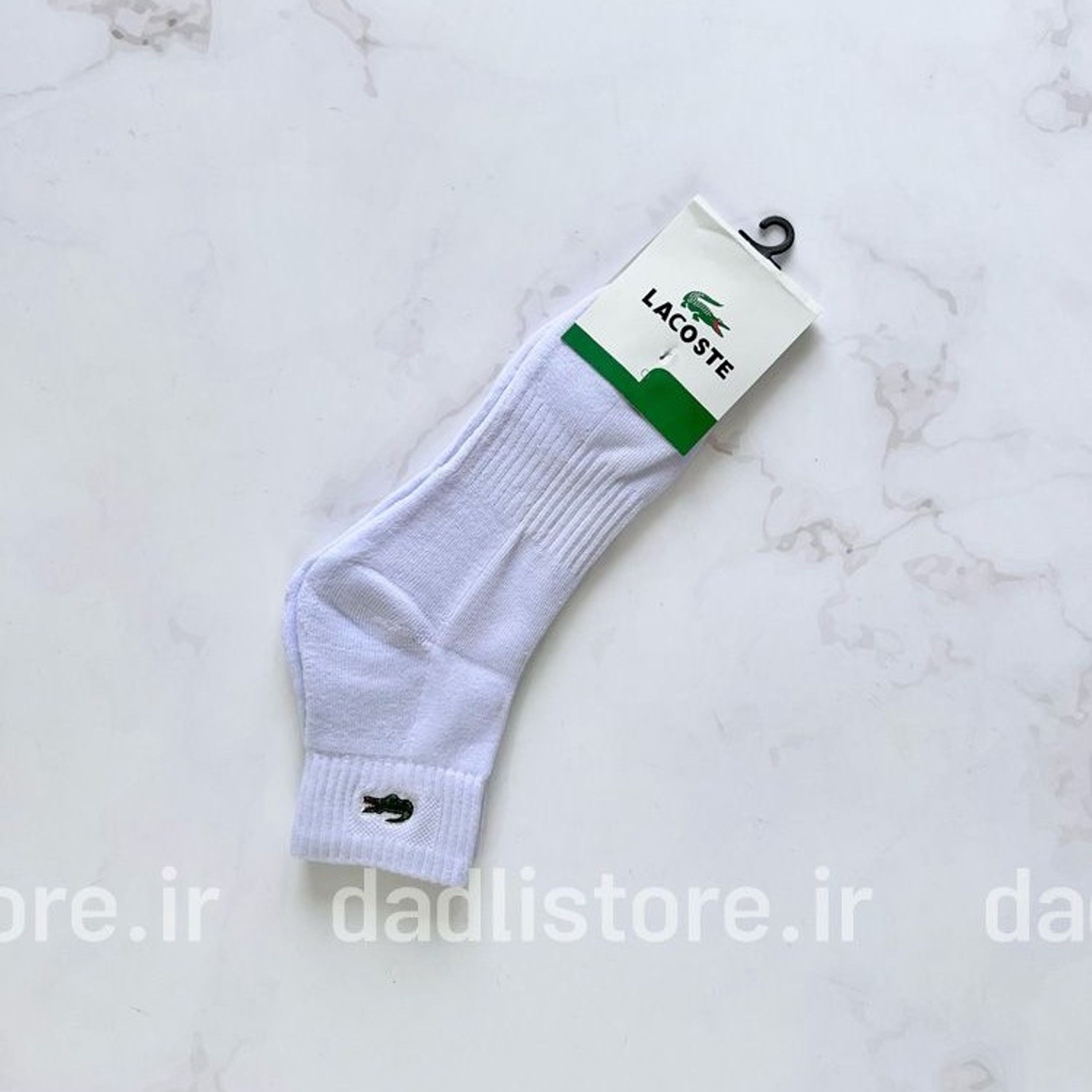 فروش اینترنتی جوراب نخ پنبه ساق بلند سفید طرح لاگوست