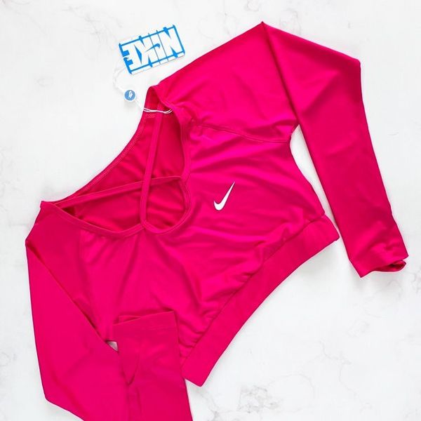 کراپ تاپ ورزشی آستین دار فینگر دار نایکی Nike