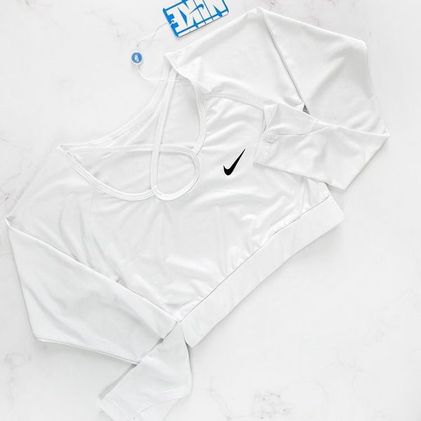 کراپ تاپ ورزشی آستین دار فینگر دار نایکی Nike