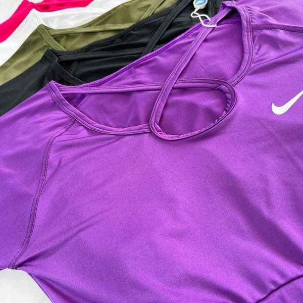 کراپ تاپ ورزشی آستین دار فینگر دار نایکی Nike