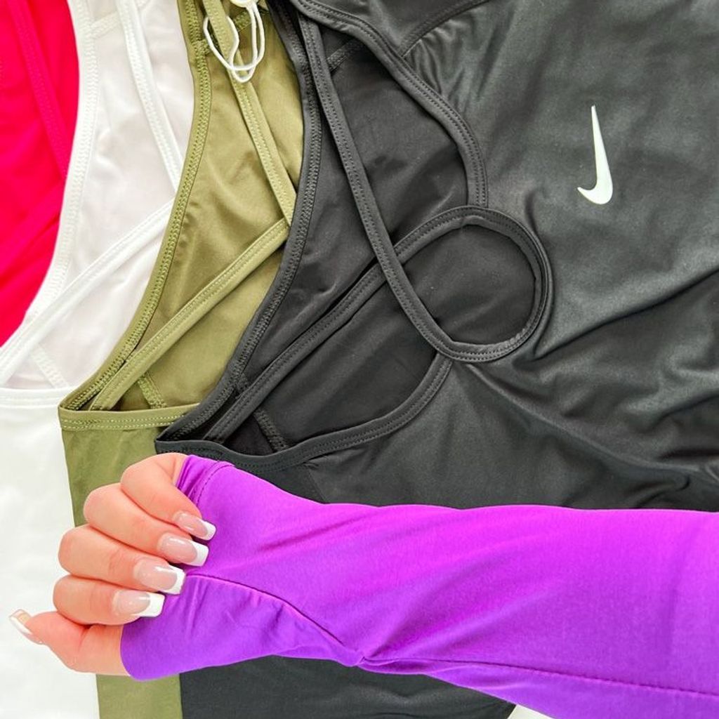 خرید آنلاین کراپ تاپ ورزشی آستین دار فینگر دار نایکی Nike