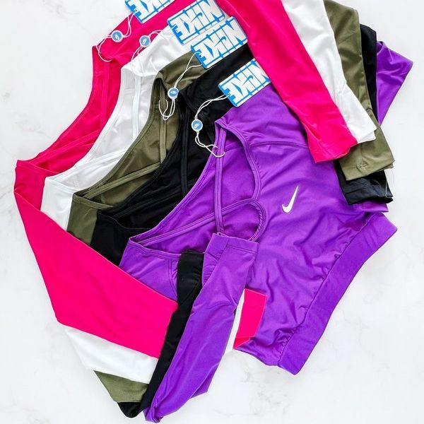 کراپ تاپ ورزشی آستین دار فینگر دار نایکی Nike