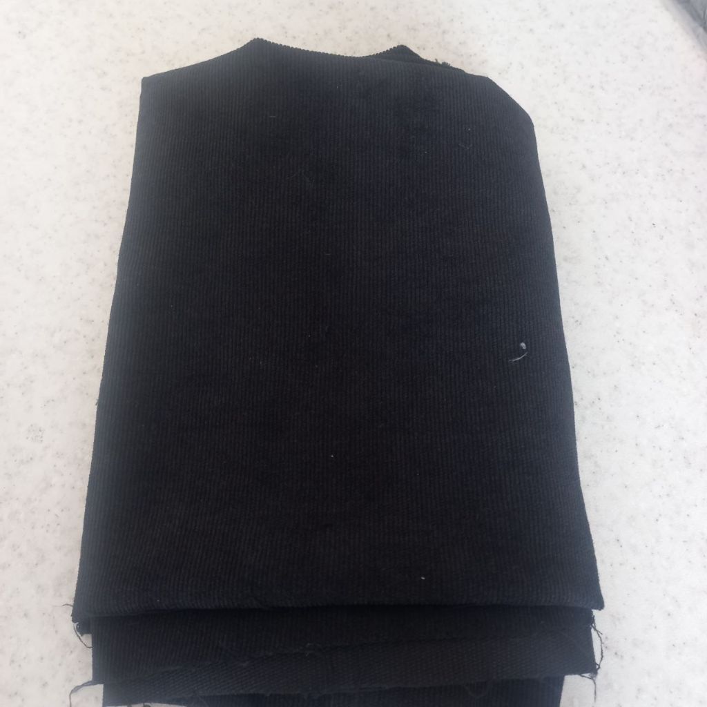 فروش اینترنتی پارچه مخمل کبریتی ریز - مشکی 80cm