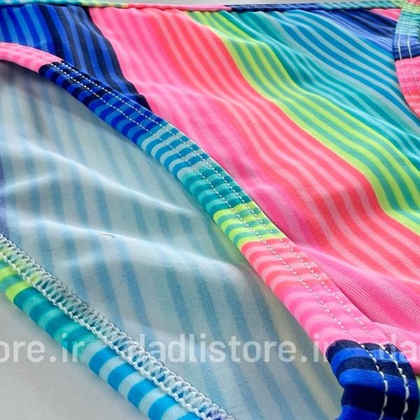 بیکینی کاپ متحرک طرح راه راه رنگی