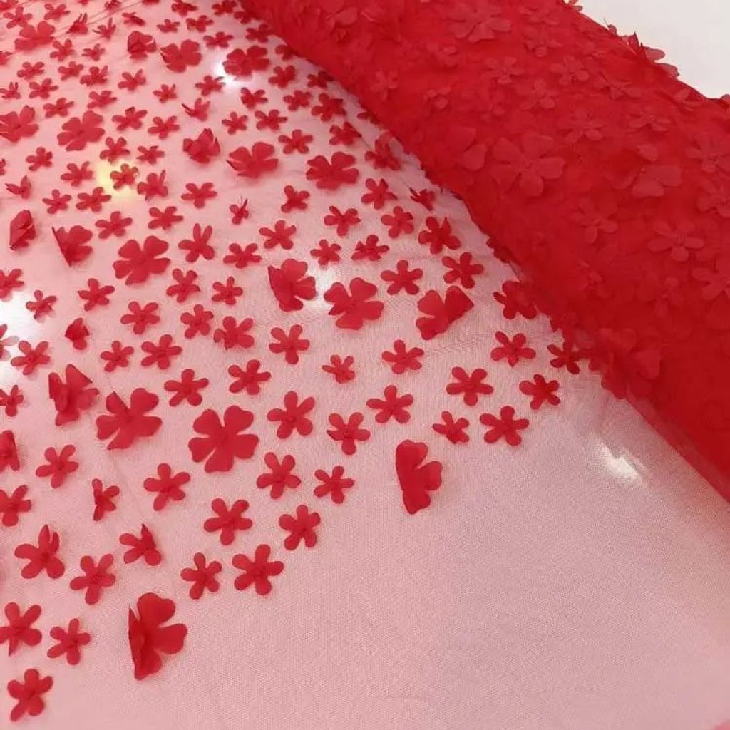 فروش اینترنتی پارچه توری شکوفه برجسته 6