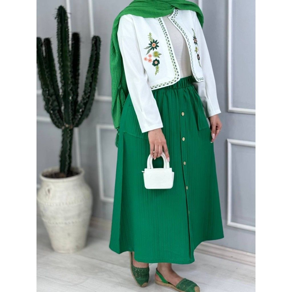 خرید آنلاین ست کتی و دامن گل دره کد 3894