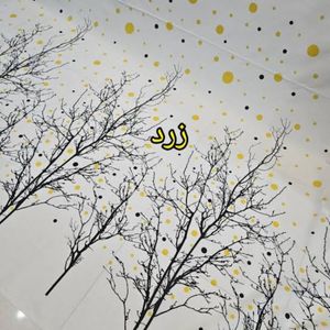 خرید انلاین پارچه پرده ای فلامنت کتان عرض 3 متر طرح درختی