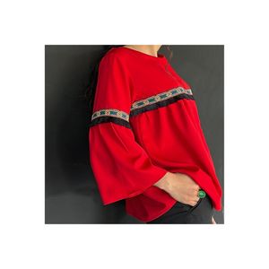 فروش اینترنتی شومیز شیک مد روز قرمز /پارچه کرپ ویرجینیای کره
