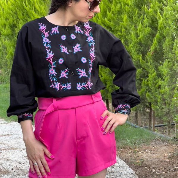 شومیز گلدوزی کتان نخ