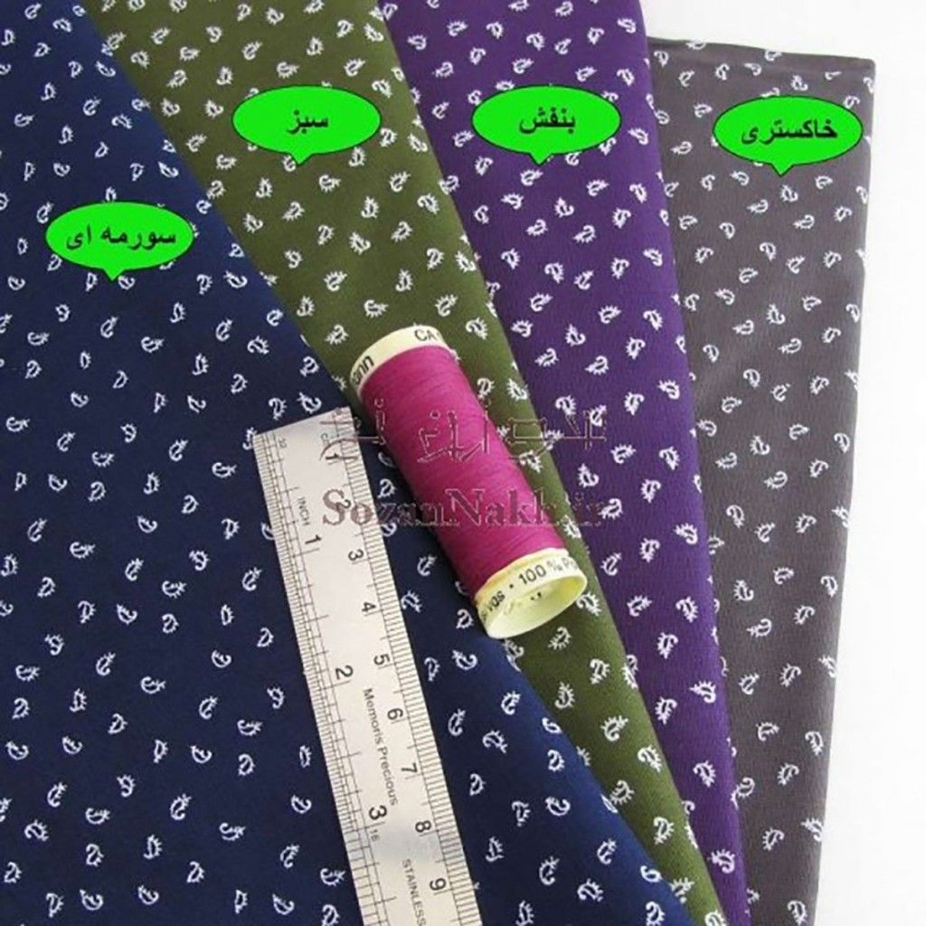 خرید آنلاین پارچه کتان نخ فیلور بته جقه ریز_ کد 359