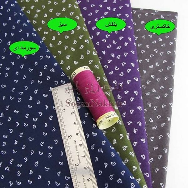 پارچه کتان نخ فیلور بته جقه ریز_ کد 359