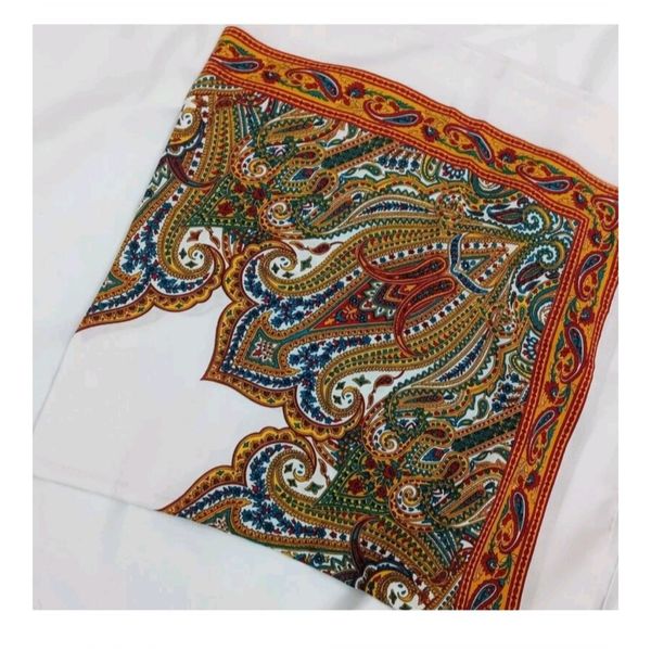 روسری نخی قواره بزرگ طرح ترکمن