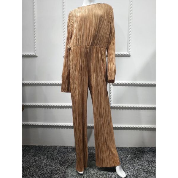 سرهمی اورال شاین پلیسه مجلسی زنانه رنگ کرم