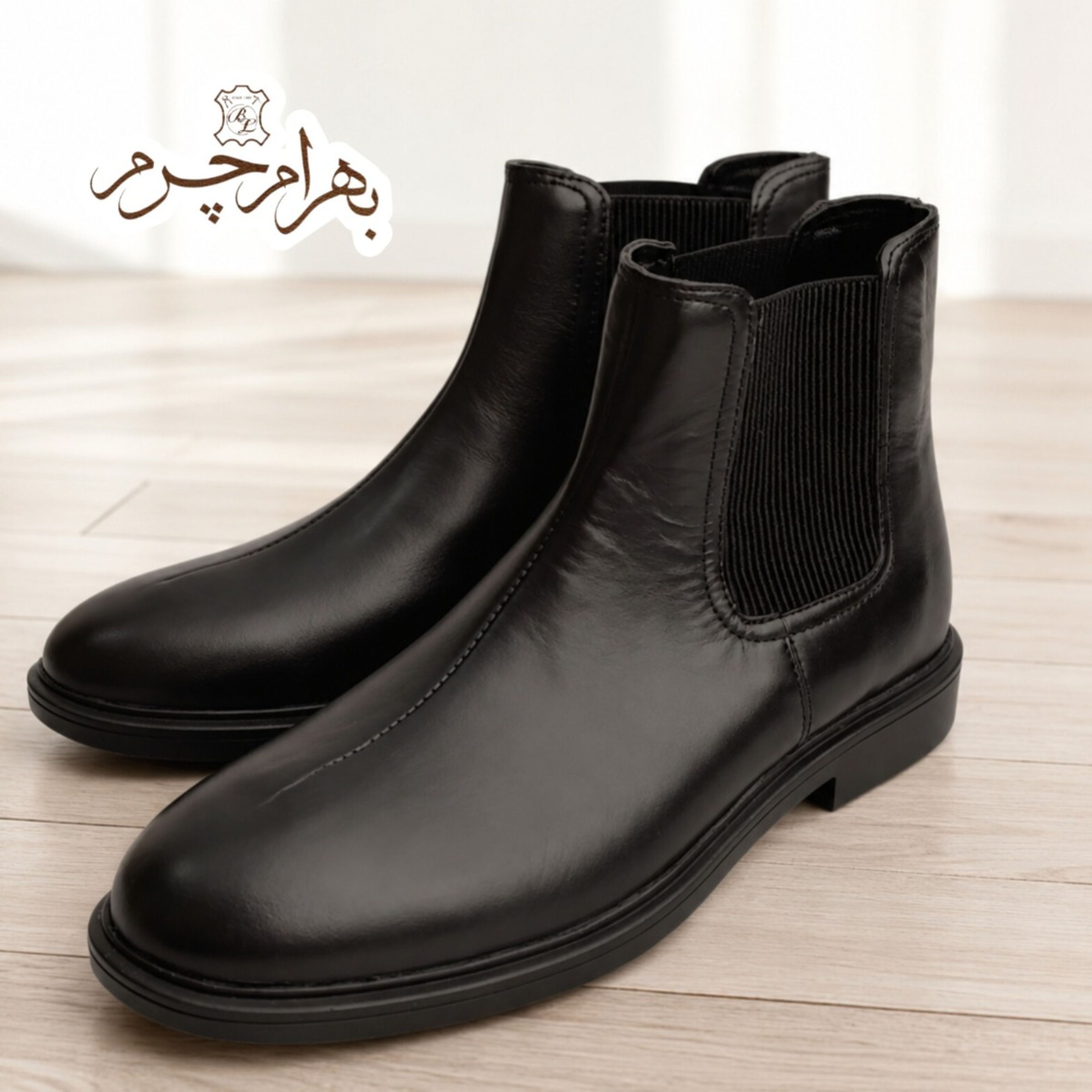 قیمت ارزان نیم بوت مردانه اسپرت چرم طبیعی چلسی دست دوز مدل کوین