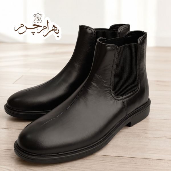 نیم بوت مردانه اسپرت چرم طبیعی چلسی دست دوز مدل کوین