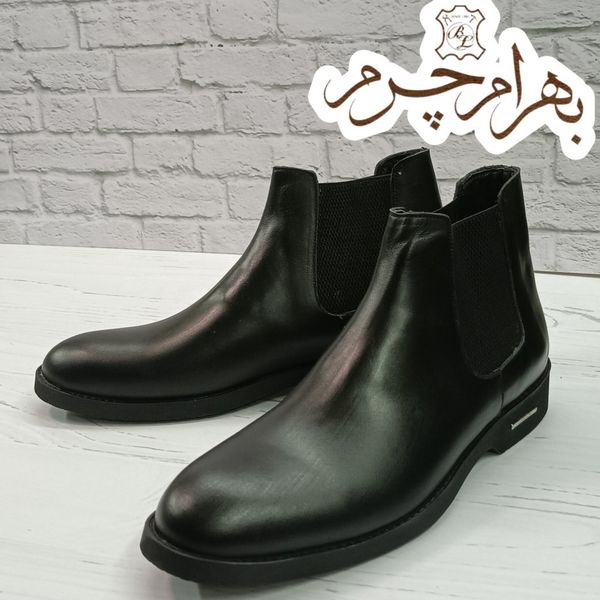 نیم بوت مردانه اسپرت چرم طبیعی چلسی دست دوز مدل کوین