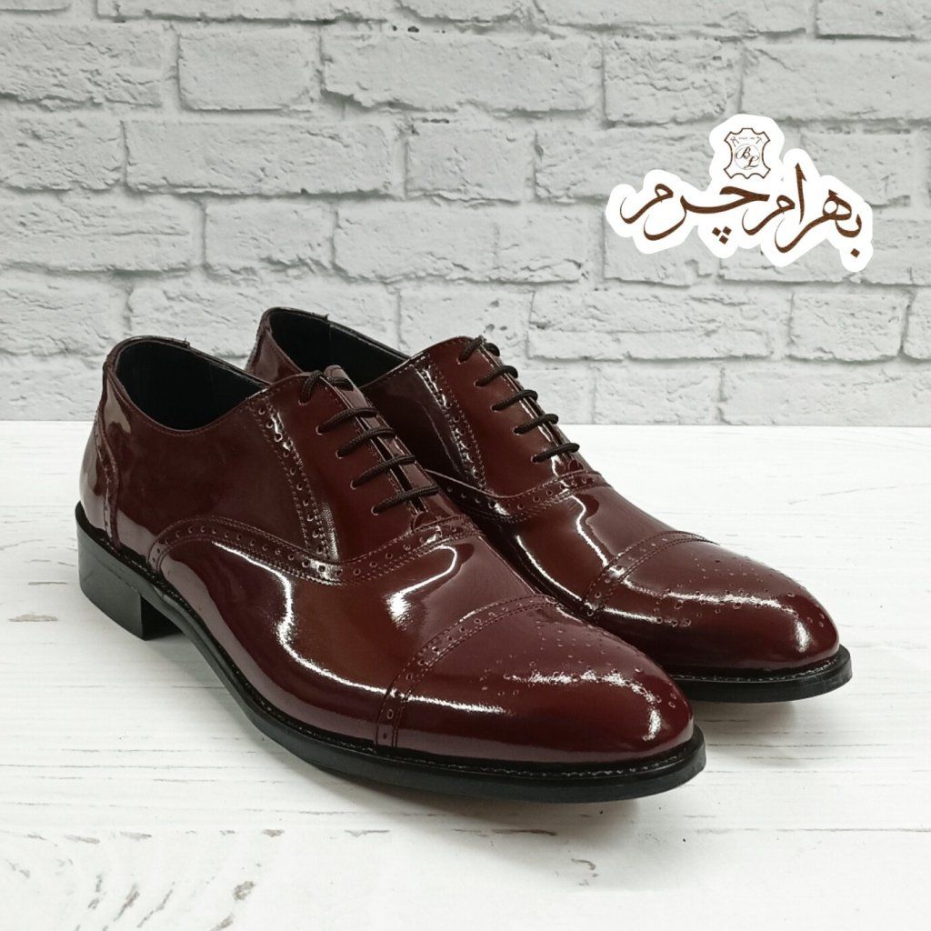 فروش اینترنتی کفش مردانه مجلسی چرم طبیعی مدل آرماندو ورنی زرشکی 
