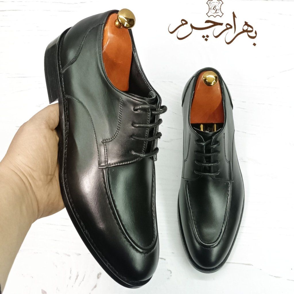 خرید اینترنتی کفش مردانه کالج چرم طبیعی دست دوز کاپریس کلاسیک مشکی 
