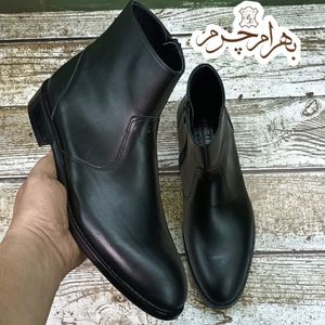 نیم بوت مردانه چرم طبیعی مشکی آلپاین کلاسیک