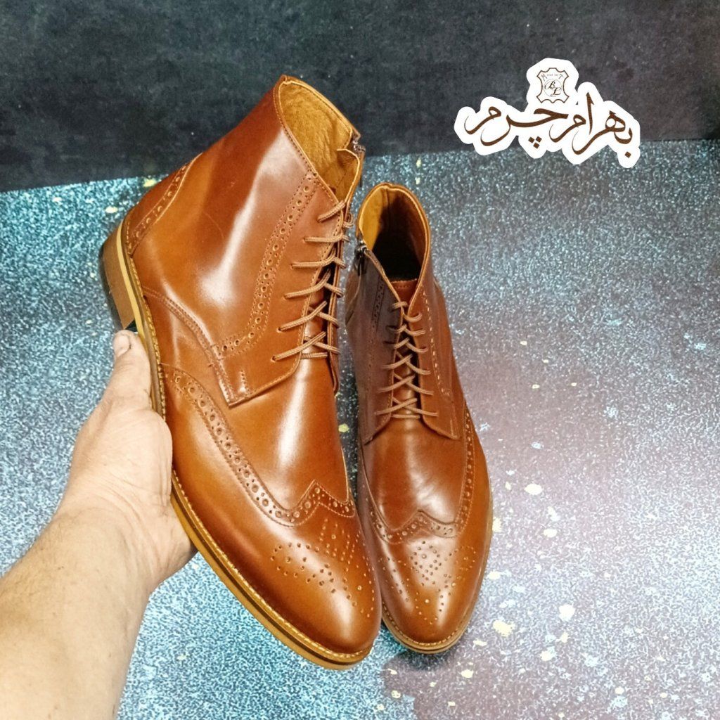 خرید آنلاین نیم بوت مردانه رسمی چرم طبیعی رنگی خاص مدل پارامونت عسلی 