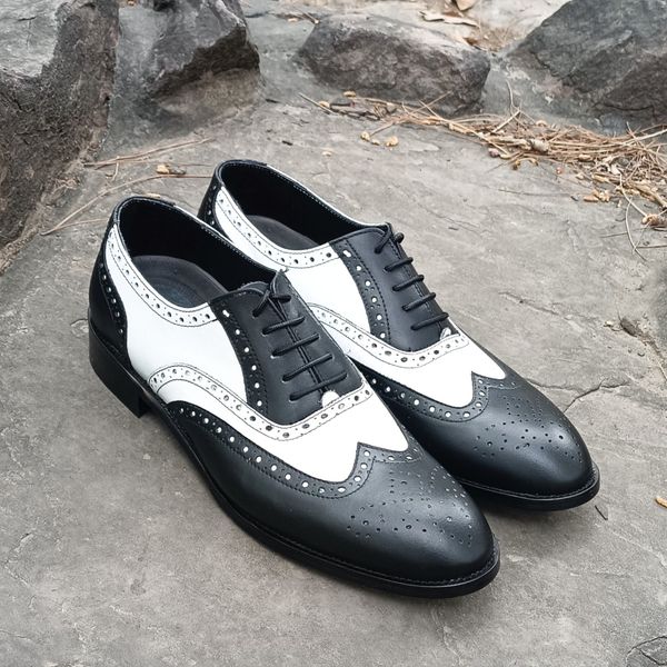 کفش مردانه مجلسی چرم طبیعی مدل نیلسون دورنگ