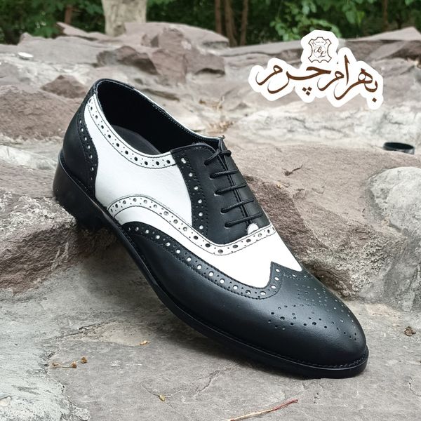 کفش مردانه مجلسی چرم طبیعی مدل نیلسون دورنگ