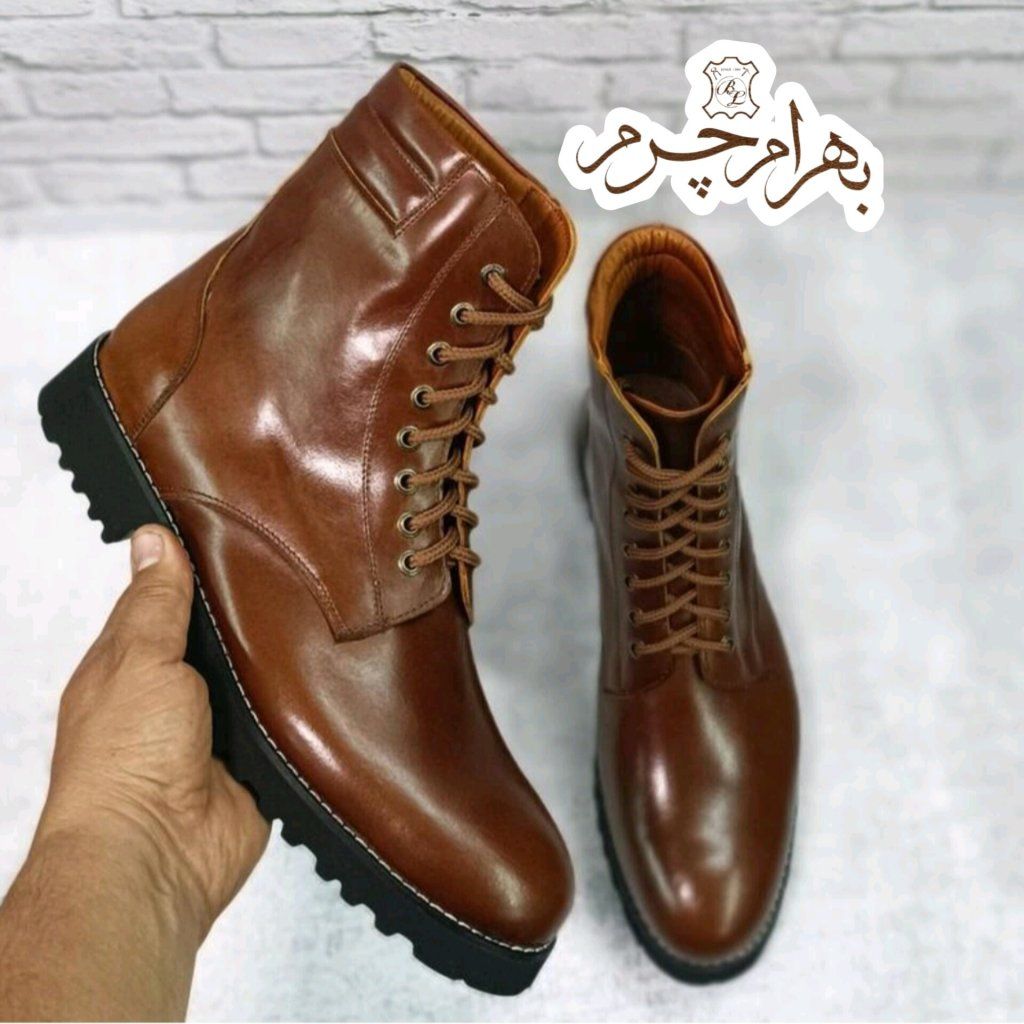 خرید اینترنتی بوت مردانه اسپرت چرم طبیعی دست دوز دماوند قهوه ای 