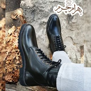 بوت مردانه اسپرت چرم طبیعی دست دوز مدل دماوند مشکی