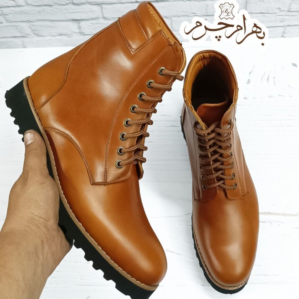 فروش اینترنتی بوت مردانه اسپرت چرم طبیعی دست دوز مدل دماوند عسلی