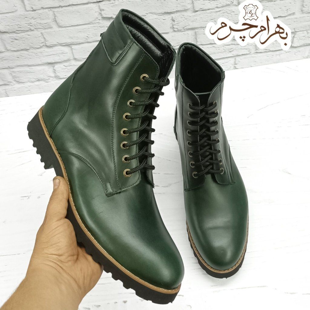 خرید اینترنتی بوت مردانه اسپرت چرم طبیعی دست دوز مدل دماوند یشمی