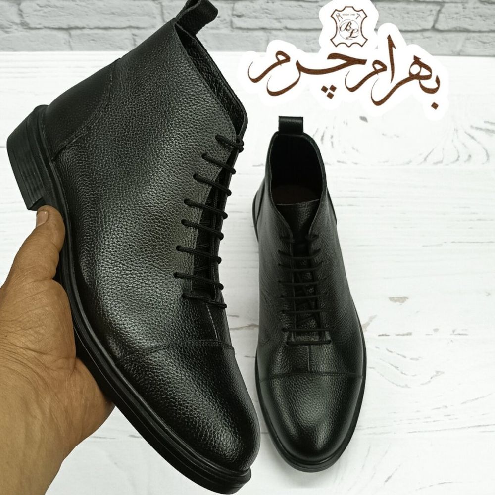 خرید اینترنتی نیم بوت مردانه اسپرت چرم طبیعی دست دوز مدل کارول مشکی
