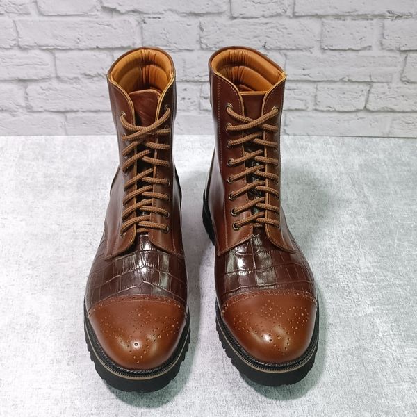 بوت مردانه اسپرت چرم طبیعی دست دوز مدل دماوند پلاس قهوه ای