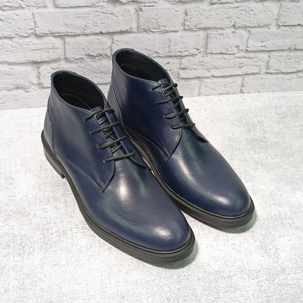 نیم بوت مردانه اسپرت چرم طبیعی مدل فیگارو سرمه ای