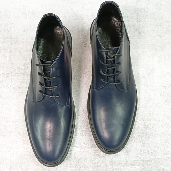 نیم بوت مردانه اسپرت چرم طبیعی مدل فیگارو سرمه ای