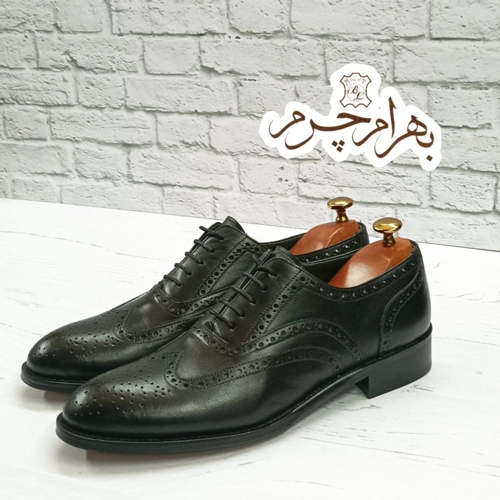 خرید اینترنتی کفش مردانه مجلسی چرم طبیعی مشکی مدل نیلسون مشکی