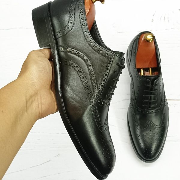 کفش مردانه مجلسی چرم طبیعی مشکی مدل نیلسون مشکی