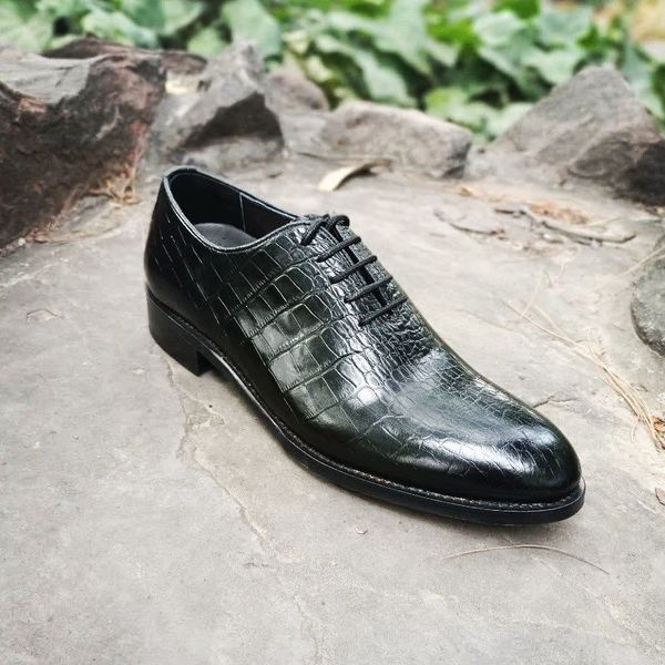 کفش مردانه مجلسی چرم طبیعی دست دوز جردن کروکودیلی زیره مشکی