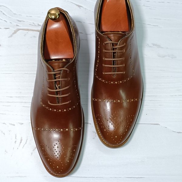 کفش مردانه مجلسی چرم طبیعی دست دوز مدل ماتادور قهوه ای