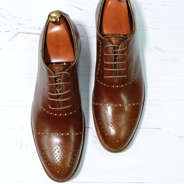 کفش مردانه مجلسی چرم طبیعی دست دوز مدل ماتادور قهوه ای