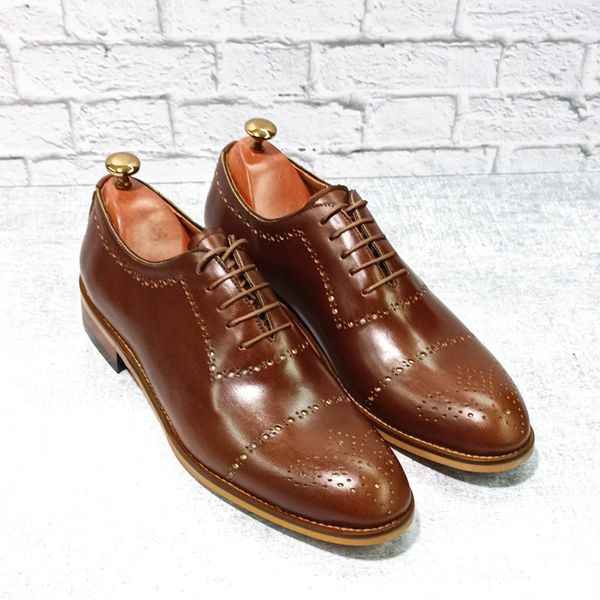 کفش مردانه مجلسی چرم طبیعی دست دوز مدل ماتادور قهوه ای