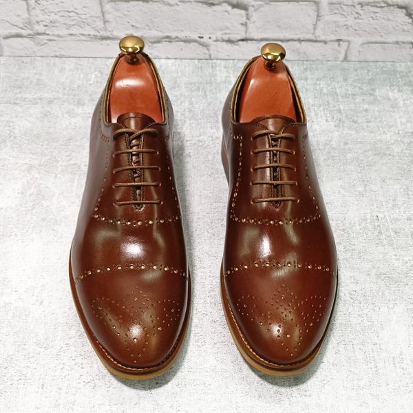 کفش مردانه مجلسی چرم طبیعی دست دوز مدل ماتادور قهوه ای