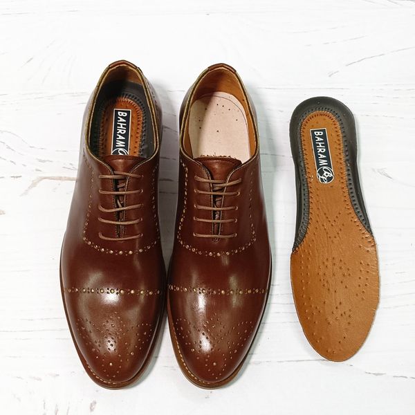 کفش مردانه مجلسی چرم طبیعی دست دوز مدل ماتادور قهوه ای